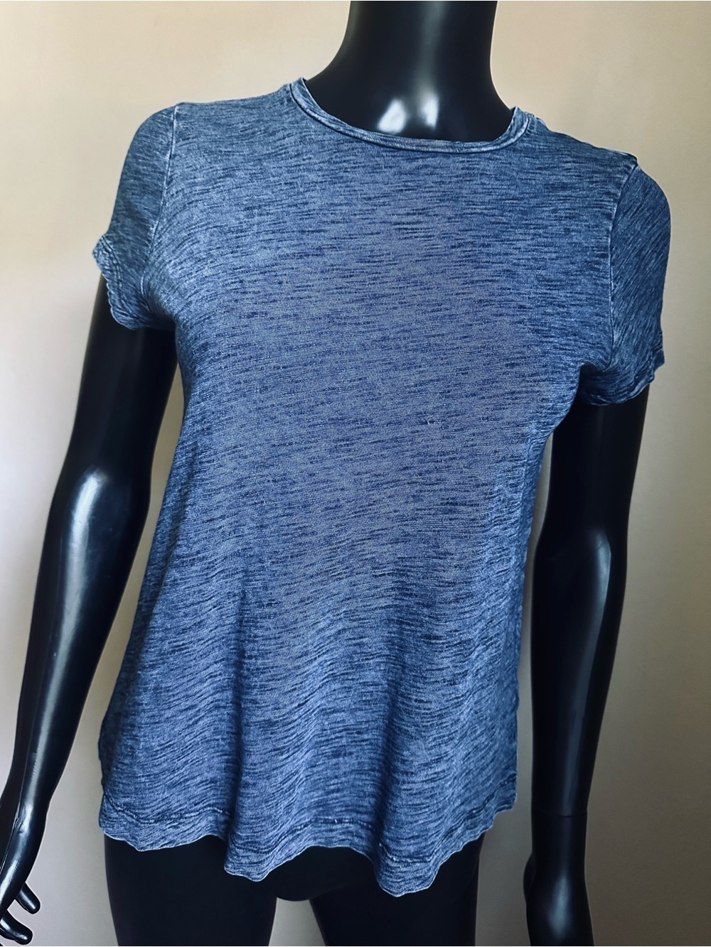 Universal Thread Blue Heathered Crossover Open-Back Swing Tee